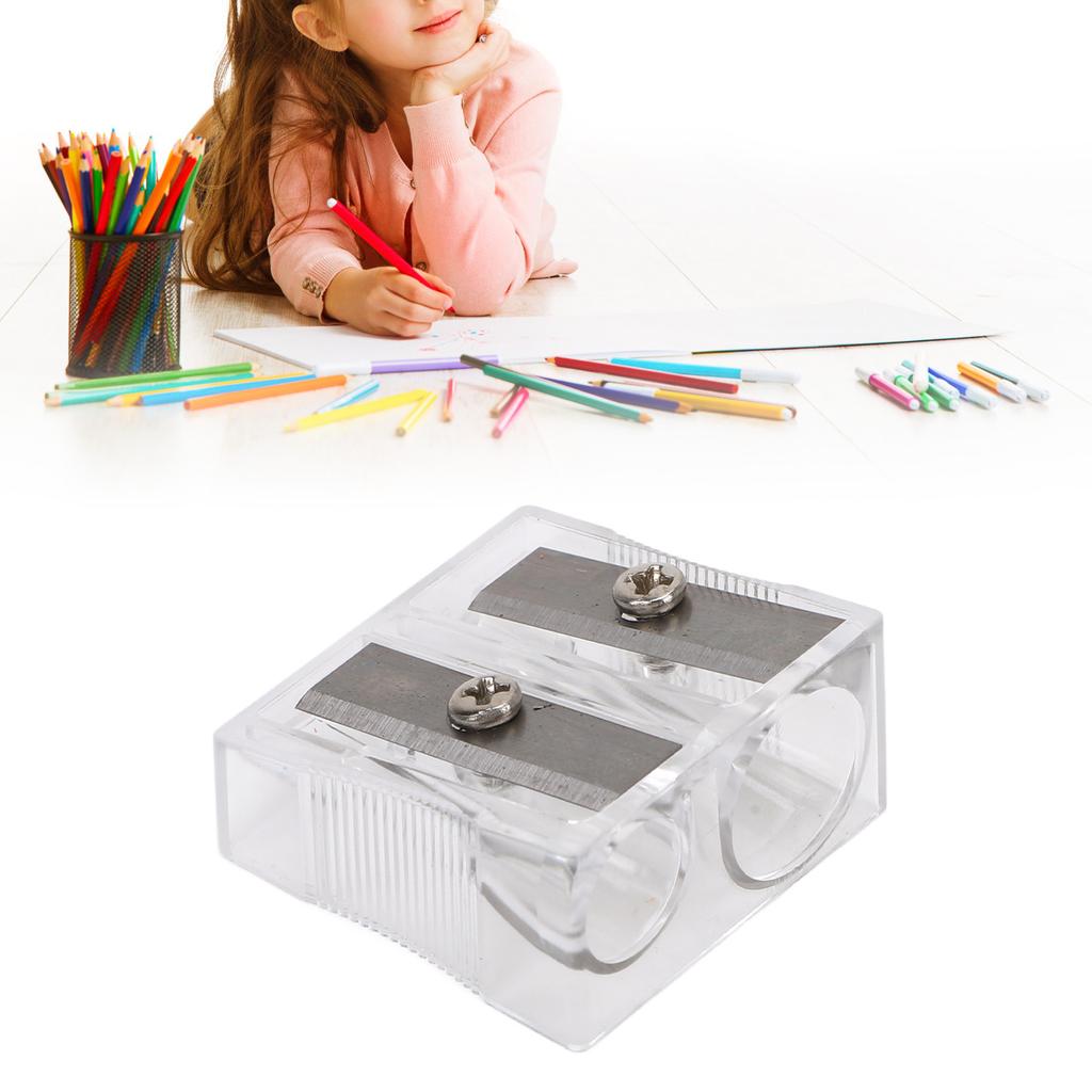 100 Pieces Manual Pencil Sharpener with Double Holes Carbon Steel Edges Handheld Sharpening Tool for