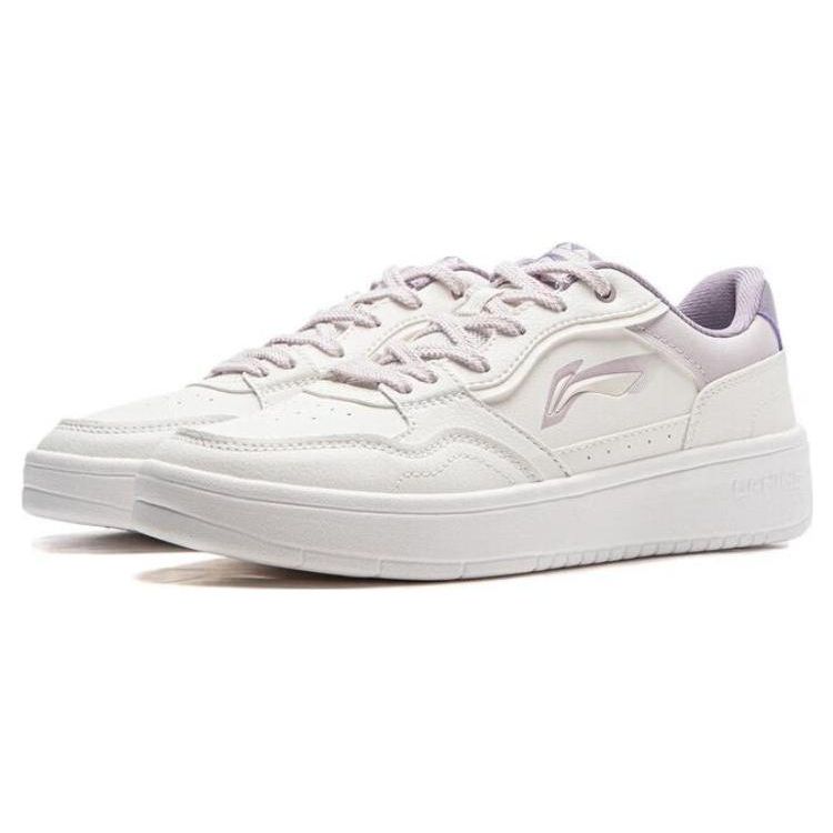 Li-Ning New Comfortable Fashion Non-Slip Wear-Resistant Low-Top Skate Shoes Women Sneakers White Purple AGCT474-2