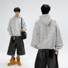 Unisex Oversized Hooded Sweatshirt With Vintage Embroidery Beaded Detail Cotton Blend Loose Fit Fall