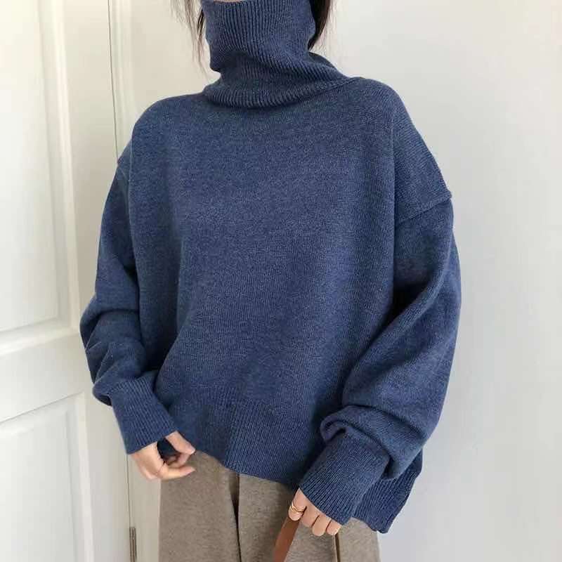 Hirsionsan Cashmere Oversized Turtleneck Knitted Sweater Women Winter Thicken Warm Solid Basic Pullovers Female Casual Soft Long Sleeve Jumper