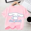 Kids Short Sleeve Streetwear 2026 Summer Casual Clothes Kawaii Gift Cute Cinnamoroll Girl Tshirt Cotton Anime Print Tee Shirt