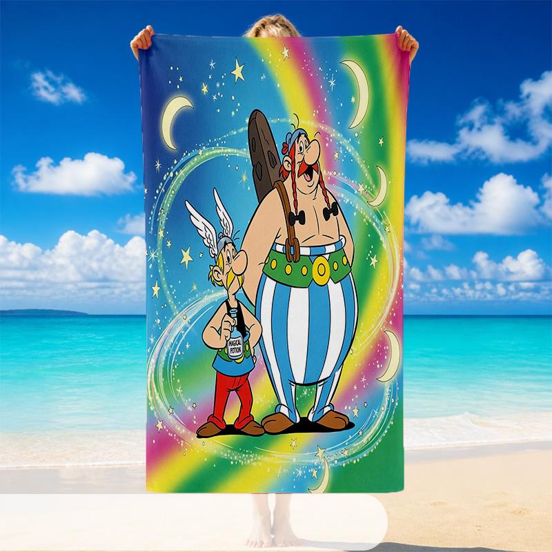 Quick Dry Beach Towel Asterix & Obelix Pattern, Lightweight Absorbent Towel for Pool Beach Vacation Use
