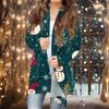 Women's Fashion Casual Christmas Print Medium Length Cardigan Jacket Coat