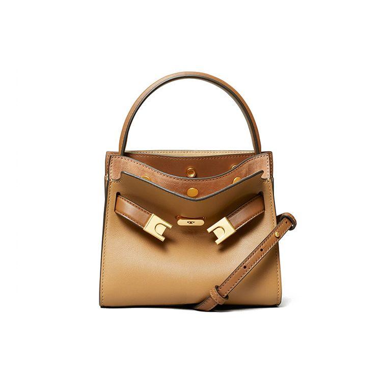 Tory Burch Lee Radziwill Matte Gold Buckle Closure Leather Shoulder Crossbody Mini Bag Women bags Brown 77257-227
