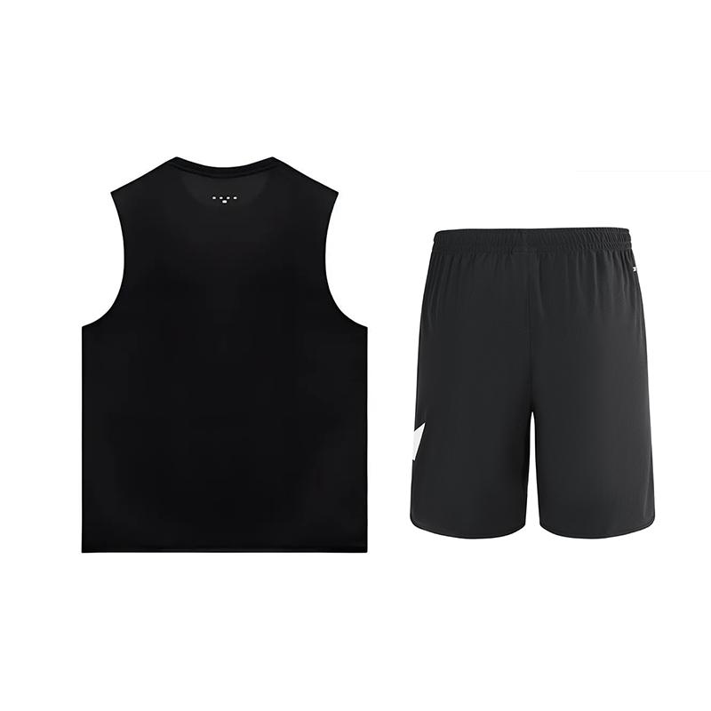 Li-Ning Однотонный Быстросохнущий Удобный Дышащий Жилет Повседневный Спортивный Костюм Унисекс спортивный костюм Черный YVSV027-2+YKSV197-2