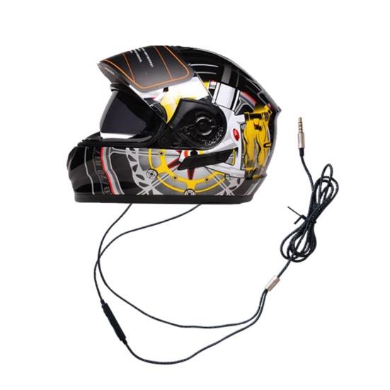 Motorcycle Motorbike Helmet 3.5mm Wire Control Music Headphone Headset with Mic