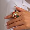 Colored Open Finger Ring Beads Ball Fashion Ring Exaggerated Small Ball Ring