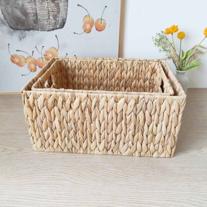 Nordic Style Water Hyacinth Woven Storage Basket Set