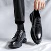Leather Shoes Men's Formal Wear Business Casual Pointed Black Summer To Increase the Sense of High-end British Wedding Groom Shoes
