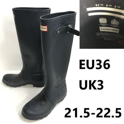 HUNTER резиновые сапоги женские 36 UK3 22 темно-синие длинные(ИСПОЛЬЗОВАЛ)