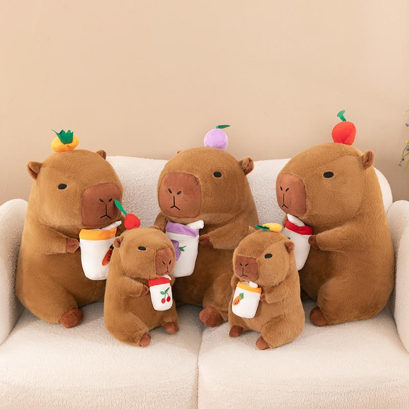 Fruit Tea Milk Cup Capybara Plush Toy Dolls Room Decoration Grape Carrot Cherry