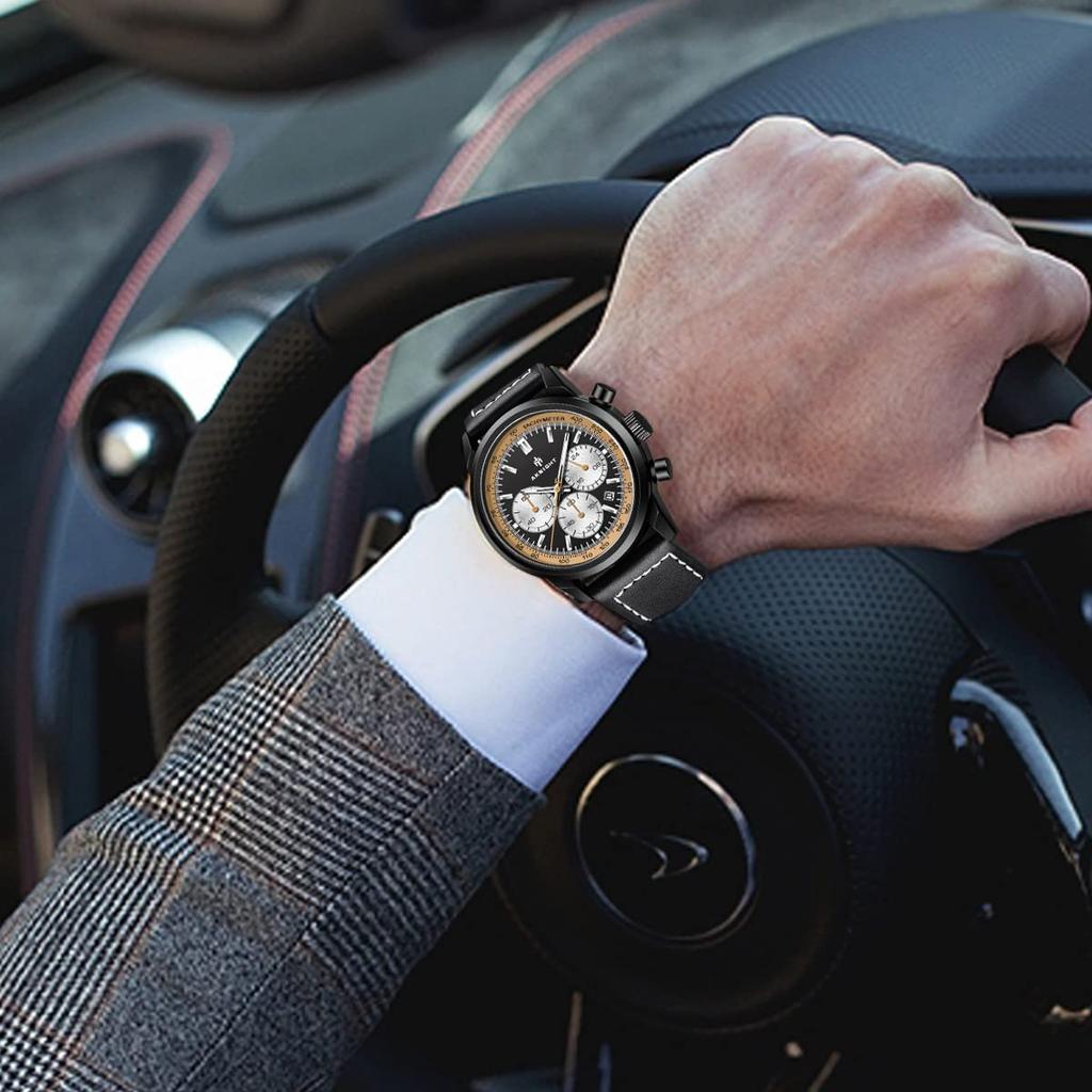 BENYAR AKNIGHT Japanese Stainless Leather Compatible with Business Casual Sports Chronograph Included Men's Watch, Quartz, Steel, Strap, Watches,