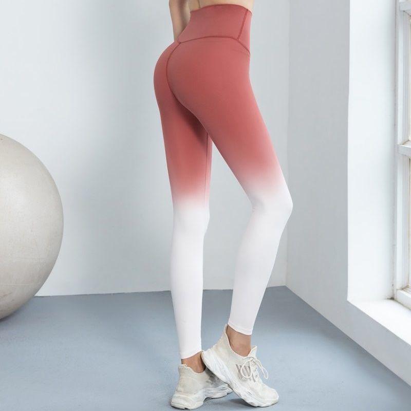 Новые мягкие брюки для йоги телесного цвета с градиентом для женщин, освежающие и удобные брюки для прыжков со скакалкой/тренировок по тяжелой атлетике