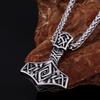 Nordic Mythology Odin Thor Hammer Pendant Men Stainless Steel Rune Amulet Necklace Slavic Warrior Weapon Jewelry Gift