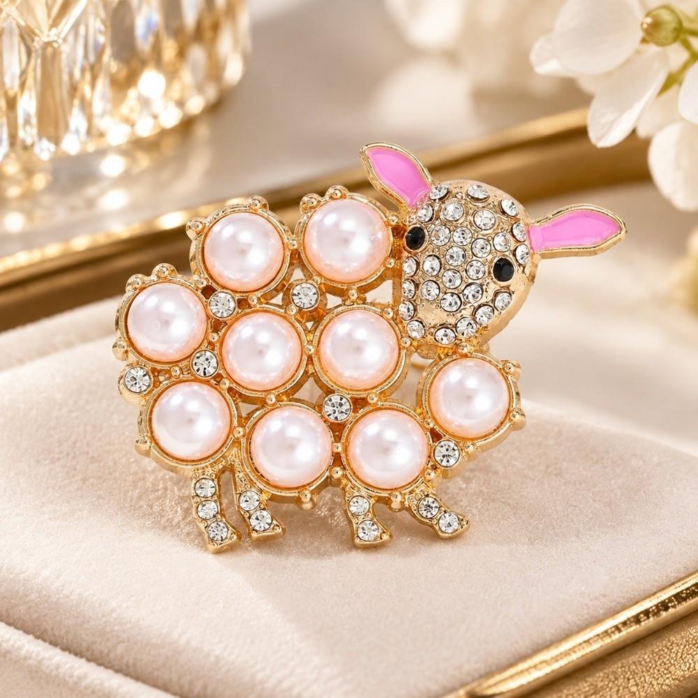 Rhinestone Zodiac Sheep Brooch Vintage Lamb Brooch Suit Coat Animal Lapel Pin New Year