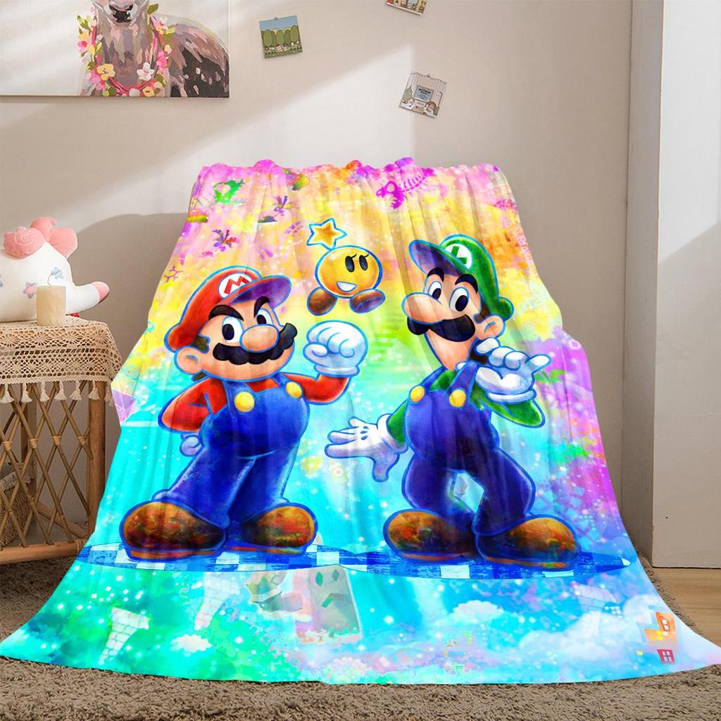 Super Mario Soft Flannel Blanket Lightweight Cozy Microfiber Blanket for Couch Bed Machine Washable LXR91