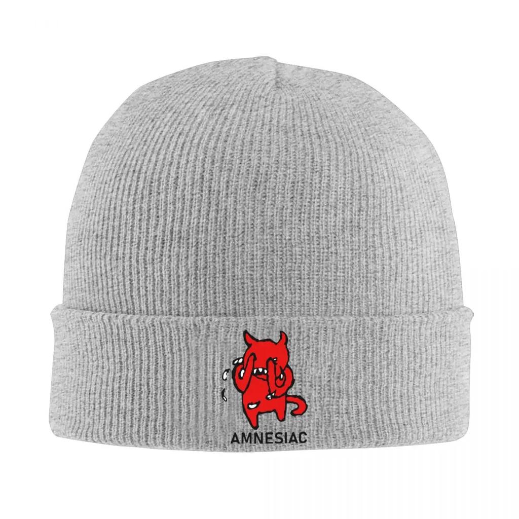 Radiohead Amnesiac Rock Knitted Caps for Women Men Skullies Beanies Winter Hats Acrylic Crochet Cap