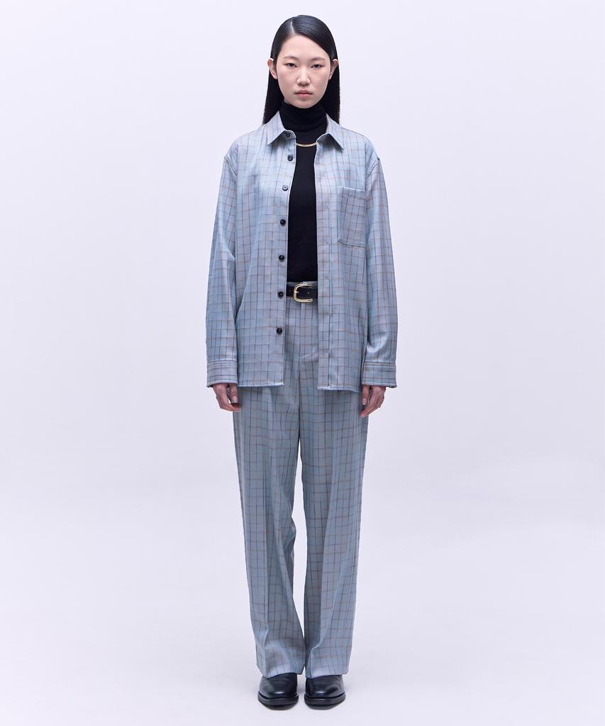 KEEP IT IN A SET Wide Fit Wool Slacks (Blue)