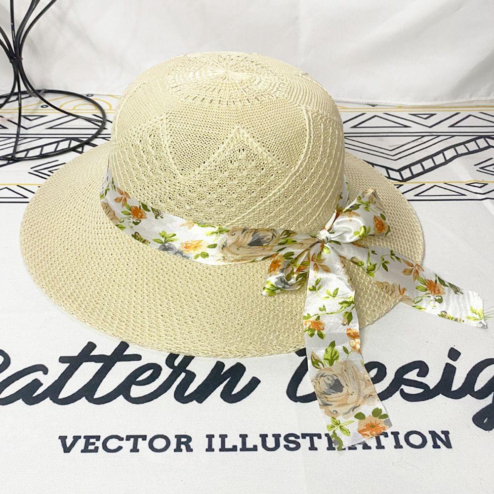 Ribbon Bowknot Visor Hats Girls Fisherman Hats Women Beach Cap Women Sun Hat Wide Brim Straw Hats