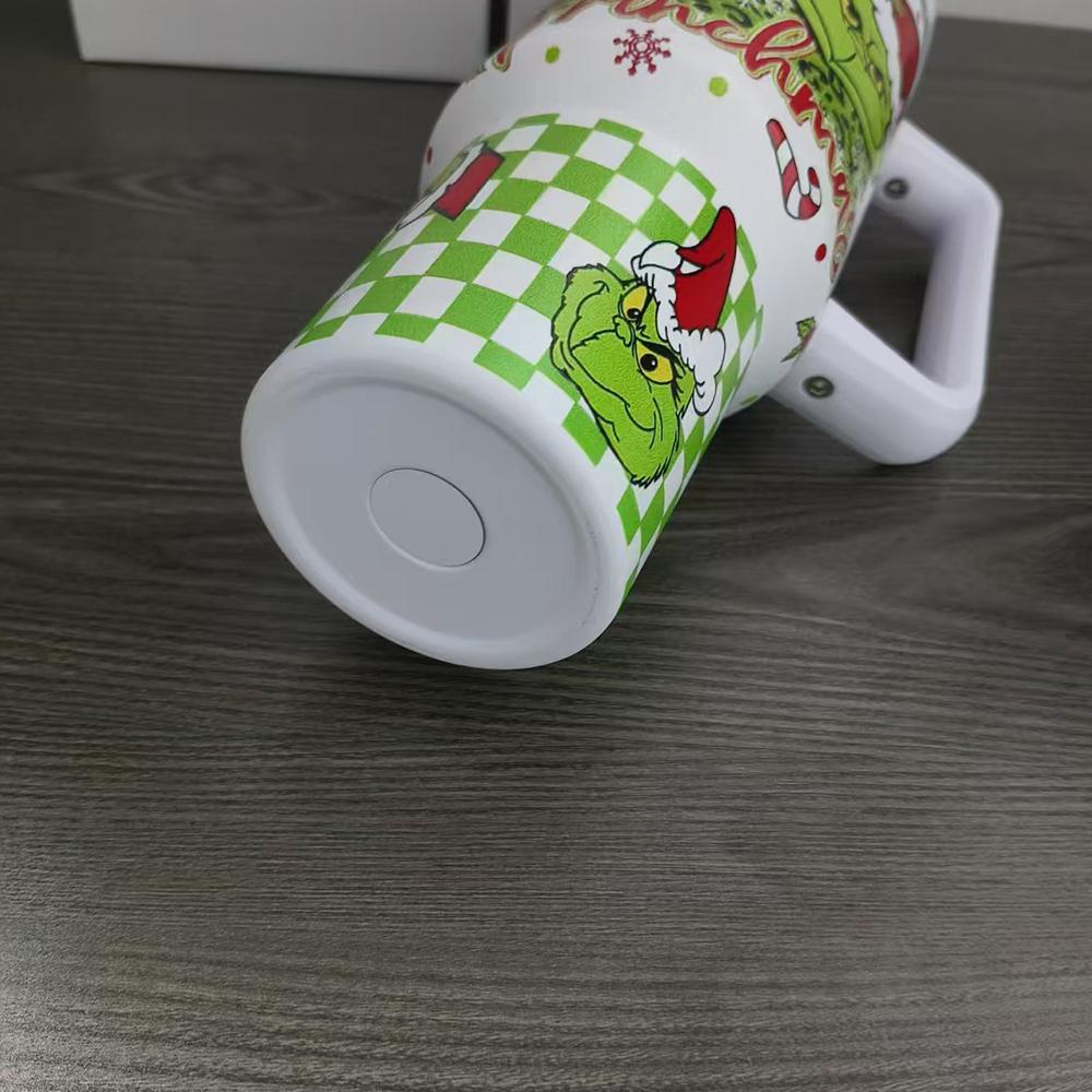 40oz/1200ML Christmas Grinch Tumbler with Handle and Straw For Sports or Travel