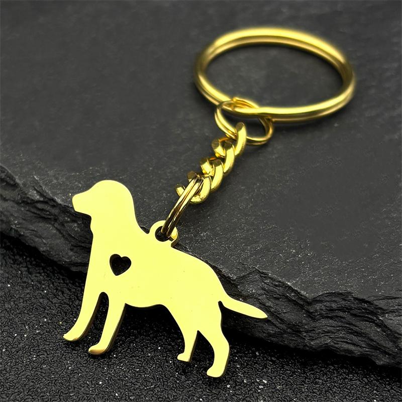 Cute Dog Puppy Heart Labrador Keychain Women Men Stainless Steel Gold Silver Color Animal Pet Lover Family Keyholder Jewelry