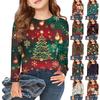 Christmas Day Girls Long Sleeve T Shirts Kids Fall Tops Crewneck Printed Basic Tees