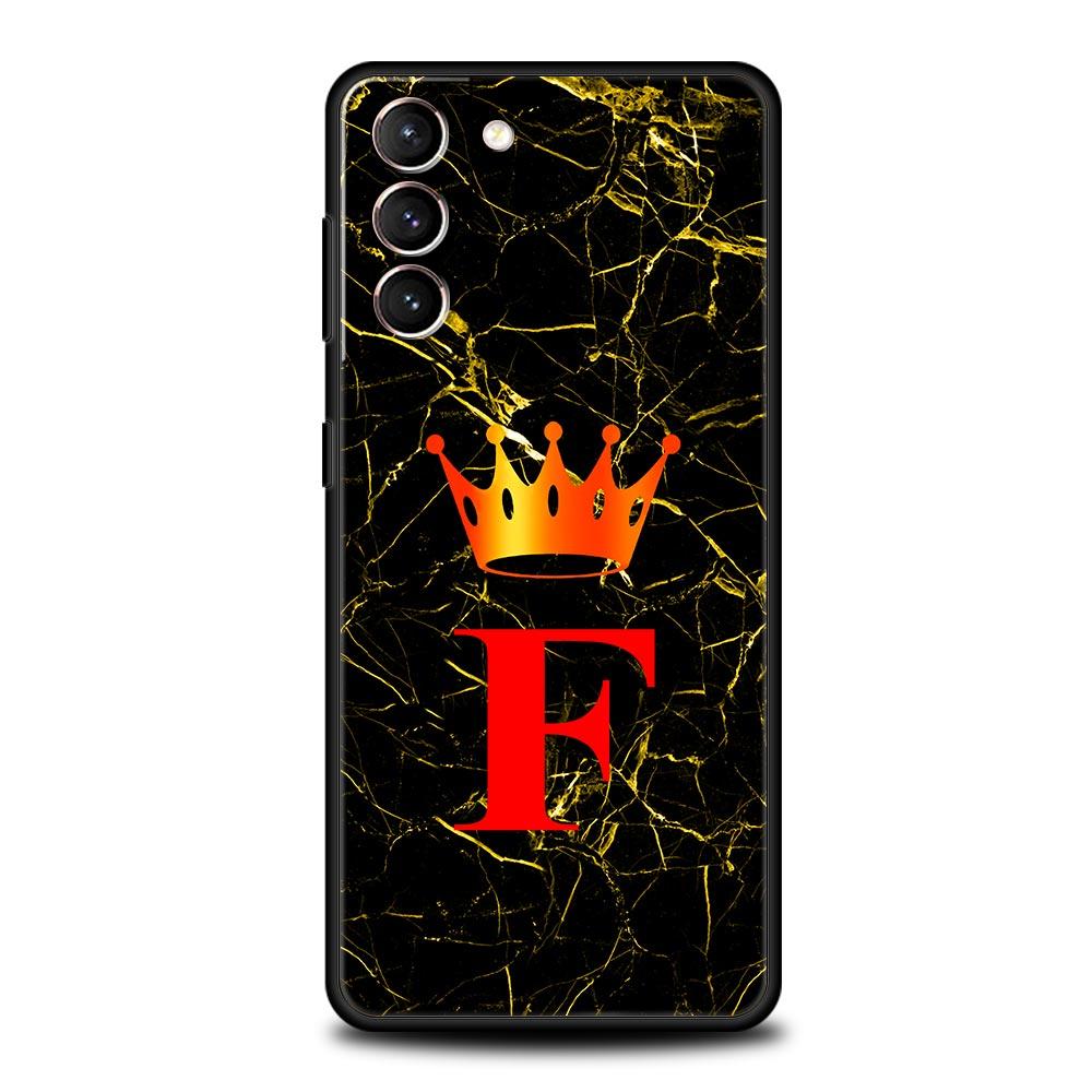Marble Letter Phone Case For Samsung Galaxy S26 Ultra S25 Plus S24 FE S23 S22 5G S21 S20 Cover Black Soft