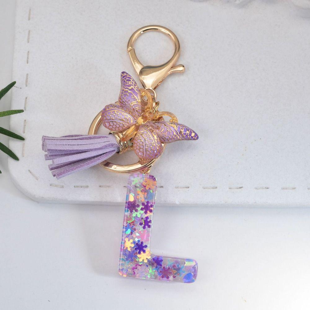 Инициалы алфавита фиолетовые снежинки брелок с буквами от А до Я 26 брелок с алфавитом подарки на день рождения