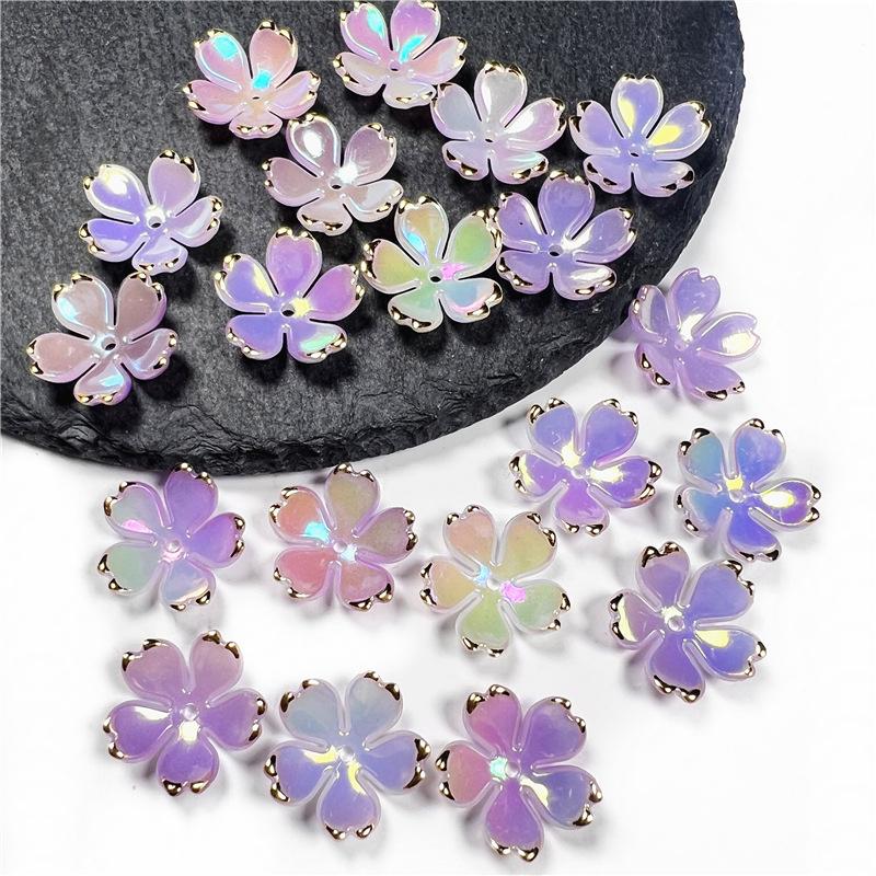 50Pcs New 19MM Acrylic Cherry Blossoms Flower Beads Petals Charm Connectors Diy Earrings Hair Jewelry Making Resin Acessories
