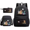 New Kapibara Student School Bag Fashion Popular Backpack Shoulder Bag Pencil Bag Three-piece Set