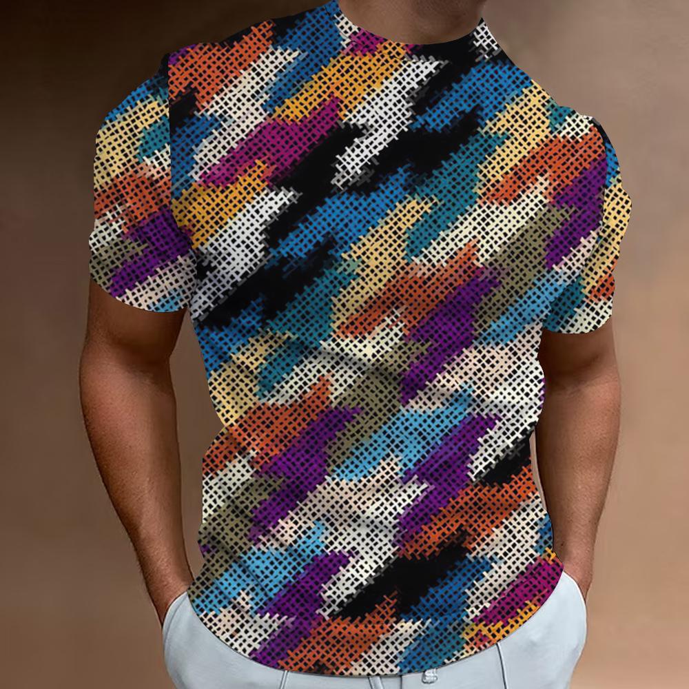 Цветная мужская футболка с круглым вырезом и принтом граффити, летняя повседневная мужская футболка для улицы, мужские топы с короткими рукавами, футболки