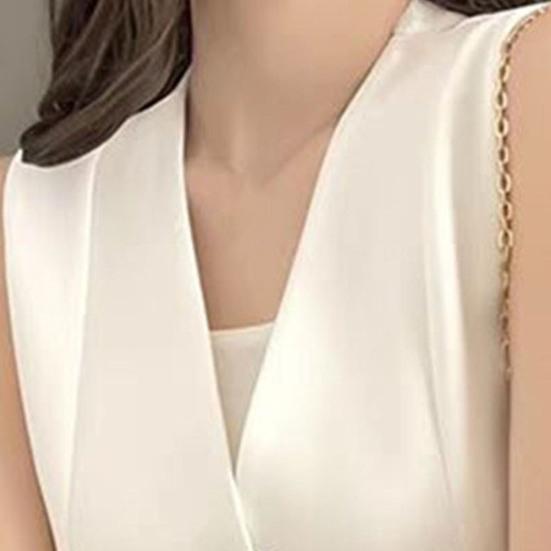 Женский жилет без рукавов, однобортный жилет с V-образным вырезом, повседневный жилет, куртка на весну-лето