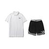 Solid Color Logo Print Short Sleeve Polo Shirt Striped Letter Comfortable Shorts Casual Sports Suit Unisex Sportswear APLV723-2+YAPV001-1
