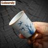 40ml Pure Handmade Ru Kiln Ceramic Teacup Hand Painted Plum Orchid Tasting Cup Open Piece Master Mug Chazhan Cha Kung Fu Teaware