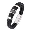 Double Layer Genuine Leather Bracelet For Men Steel Button Birthday Gift Male Punk Bracelets