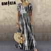 Women's Fashion Summer Spring Short Sleeve O-Neck Casual Dresses S-5XL