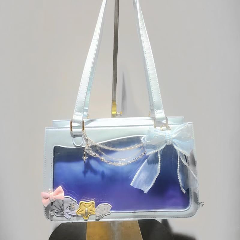 YuniFairy Shell Motif Ita Bag, Badge Display Bag, Oshikatsu Bag, Seashell, Pearl Blue [Parallel Import]