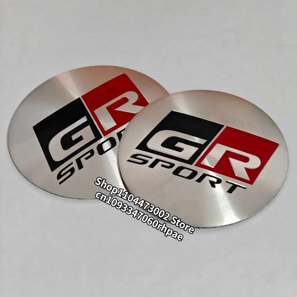 WNIS1 4pcs 56mm 60mm GR Aluminum Wheel Hub Center stickers for Toyota Modified hub center cap sticker Car Accessories