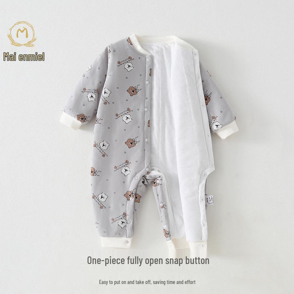 Стеганый детский комбинезон Maienmier - Теплый осенне-зимний ромпер для новорожденных (80г, Класс А)