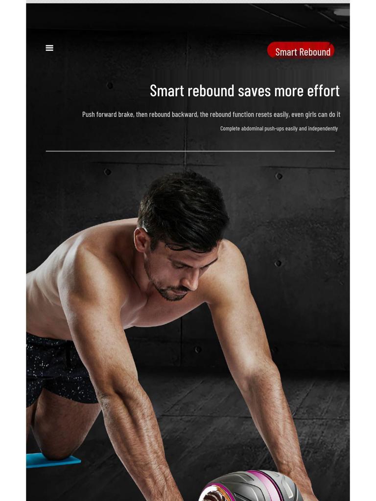 Silent Auto-Rebound Ab Wheel: Beginner Home Ab Muscle Trainer