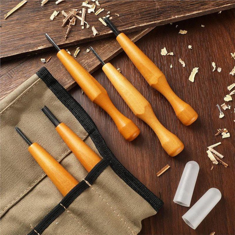 Hot Sale-Triangular Linoleum For Wood Carving Tools Set-5 Pieces Chisel V-Shaped Knives For Linocut Printmaking