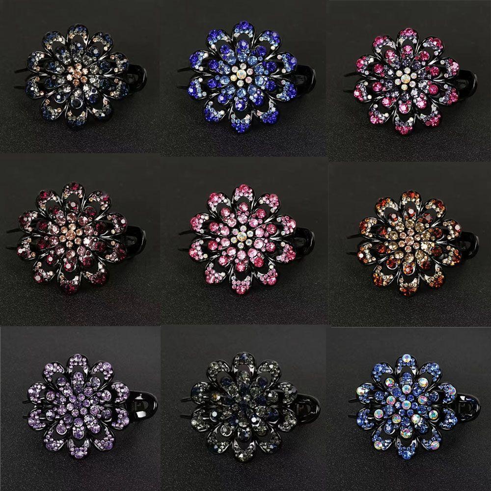 Hair Claw Rhinestone Duckbill Clip Korean Style Hairpin Flower Hair Clip Female Hair Accessories