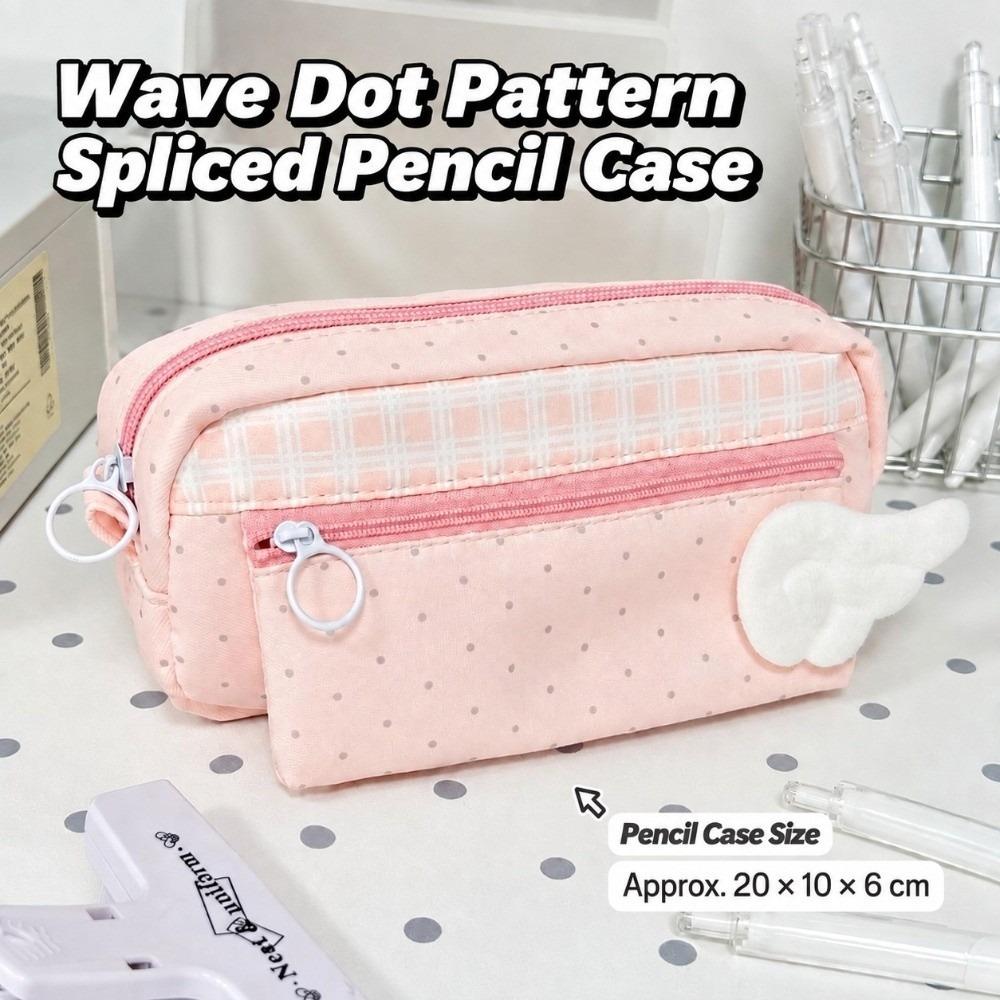 Multi Compartment Pencil Case Polka Dot Print Pen Bag Cute Pencil Pouch Gift