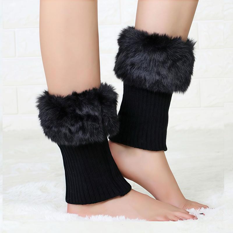 1 пара зимних нарядов элегантные аксессуары для одежды мягкая текстура гетры милый дизайн из искусственного плюша высокая эластичность черный/белый