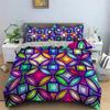 Top Abstract Geometric Duvet Cover Microfiber Queen Bedding Set Boys Kids Room Rainbow Plaid Print Quilt Cover With Pillowcase