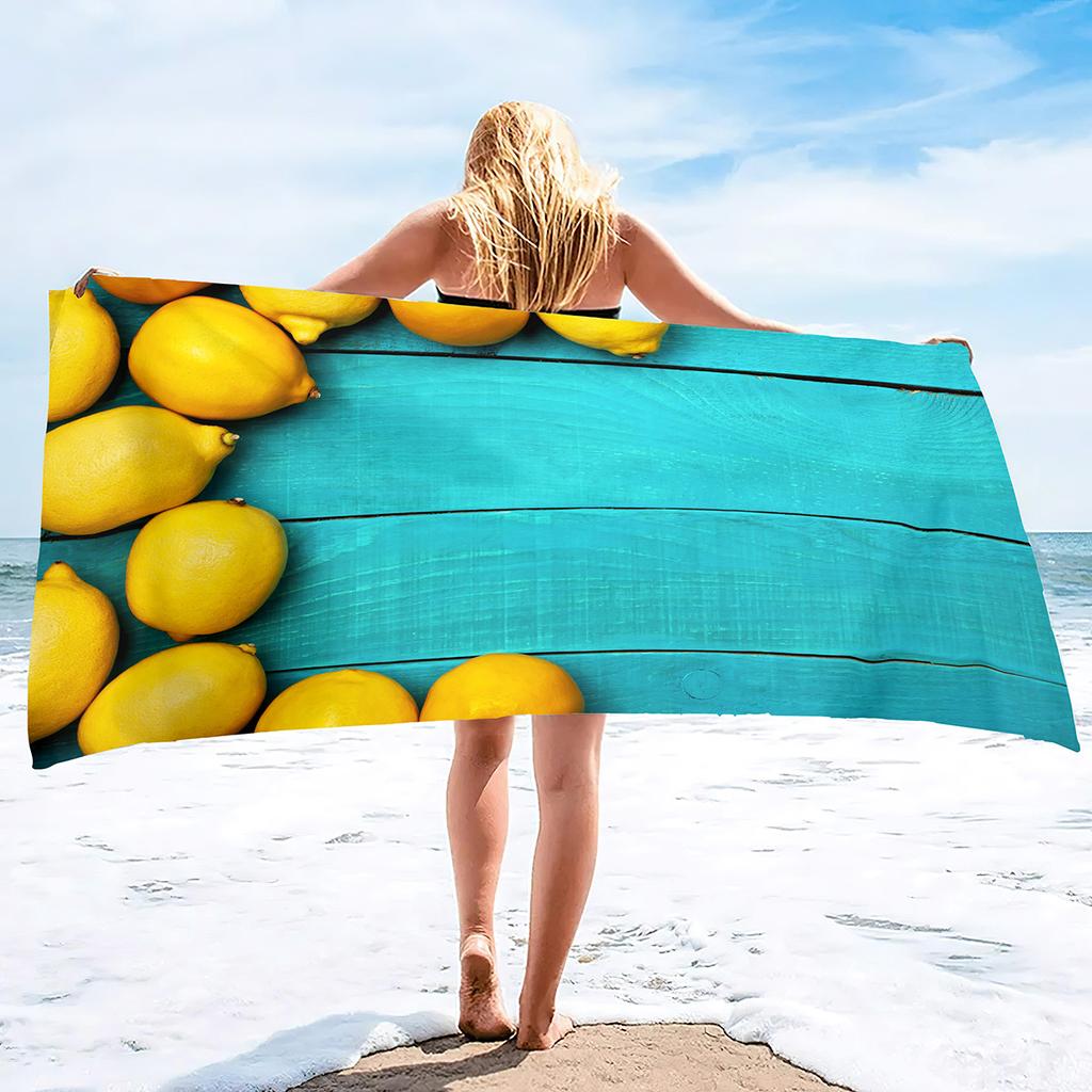 Lemon Printing Series Seaside Vacation Beach Towel Swimming Bath Towel Microfiber Sports Towel
