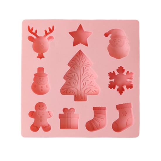 Christmas Silicone Mold Non-stick Food Grade Dishwasher Safe Easy Release DIY Santa Claus Snowman Reindeer Chocolate Candy Cake Fondant Cookies Mold