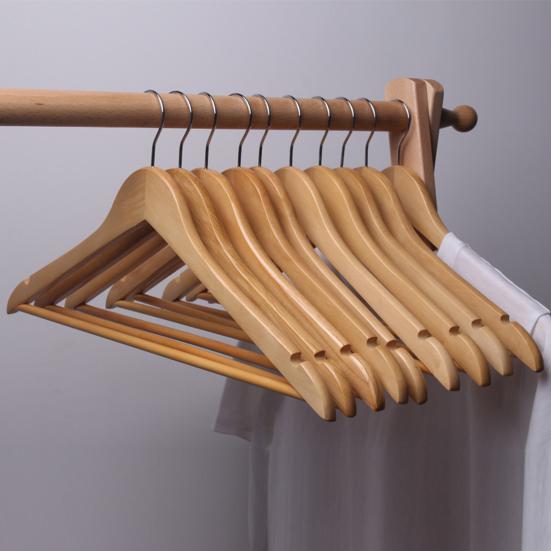 5Pcs Wood Hangers Sturdy Durable Space-Saving Clothes Hanger with Metal Hooks Closet Organizer Home Supply