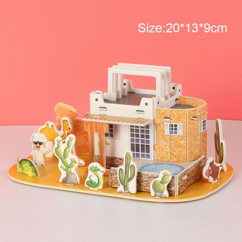 Творческий DIY 3D бумажный пазл-карта, собранный вручную, модель дома, виллы, здание для детей, самодельные развивающие игрушки