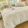 Class A Fresh Four-Piece Set: Washed Cotton Bed Sheet & Duvet Cover with Double Layer Gauze - Home Bedding Collection